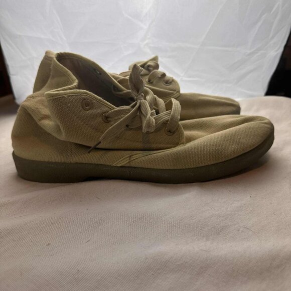 Zig-Zag Beige Canvas Lace-Up Shoes Men’s 10 - Picture 3 of 6